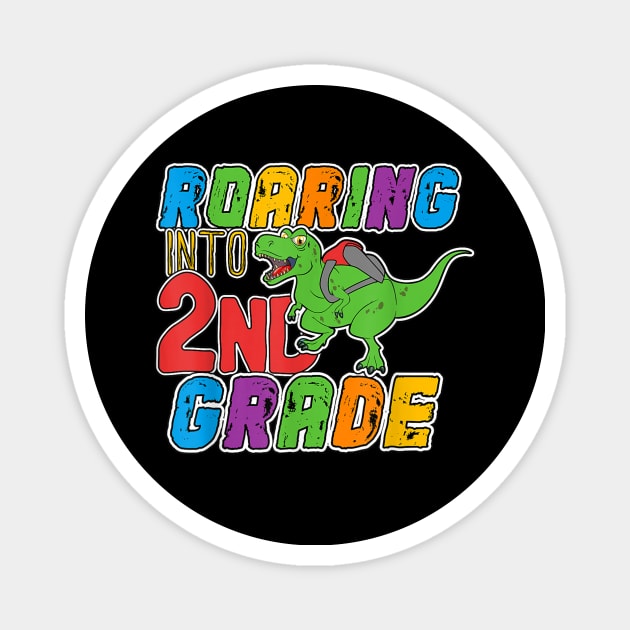 2nd Grade Dinosaur T Rex Back to School T Shirt for Boys Magnet by FONSbually